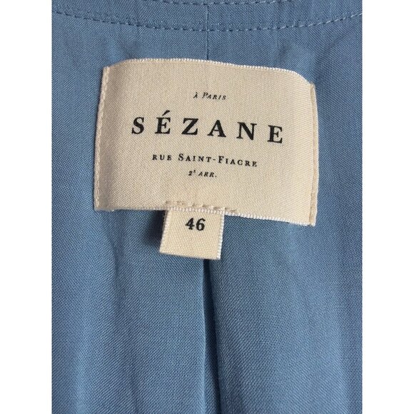 Sézane Aurena Mini Dress Vintage Blue Praire FR 46/US 14 Romantic Boho - Picture 4 of 16